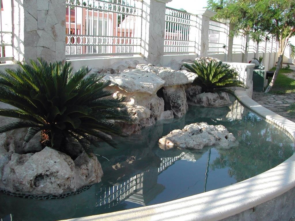Piscina con jardín